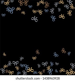 Festive Background with Colorful Bows. Cute Pattern for Postcard, Print, Banner or Poster. Small Pretty Bows For Party Decoration, Wedding, Birthday or Anniversary Invitation. Vector
