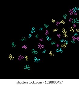 Festive Background with Colorful Bows. Cute Pattern for Postcard, Print, Banner or Poster. Small Pretty Bows For Party Decoration, Wedding, Birthday or Anniversary Invitation. Vector
