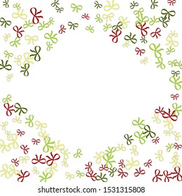 Festive Background with Colorful Bows. Cute Pattern for Postcard, Print, Banner or Poster. Small Pretty Bows For Party Decoration, Wedding, Birthday or Anniversary Invitation. Vector
