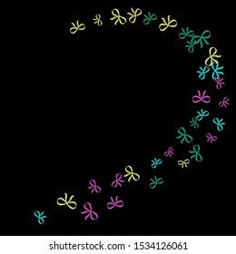 Festive Background with Colorful Bows. Cute Pattern for Postcard, Print, Banner or Poster. Small Pretty Bows For Party Decoration, Wedding, Birthday or Anniversary Invitation. Vector

