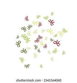 Festive Background with Colorful Bows. Cute Pattern for Postcard, Print, Banner or Poster. Small Pretty Bows For Party Decoration, Wedding, Birthday or Anniversary Invitation. Vector
