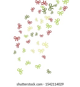 Festive Background with Colorful Bows. Cute Pattern for Postcard, Print, Banner or Poster. Small Pretty Bows For Party Decoration, Wedding, Birthday or Anniversary Invitation. Vector
