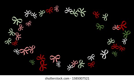 Festive Background with Colorful Bows. Cute Pattern for Postcard, Print, Banner or Poster. Small Pretty Bows For Party Decoration, Wedding, Birthday or Anniversary Invitation. Vector
