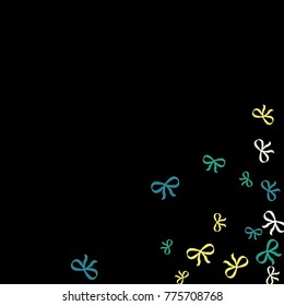 Festive Background with Colorful Bows. Cute Pattern for Postcard, Print, Banner or Poster. Little Pretty Bows For Party Decoration, Wedding, Birthday or Anniversary Invitation. Vector