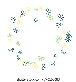Festive Background with Colorful Bows. Cute Pattern for Postcard, Print, Banner or Poster. Little Pretty Bows For Party Decoration, Wedding, Birthday or Anniversary Invitation. Vector Frame.