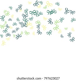 Festive Background with Colorful Bows. Cute Pattern for Postcard, Print, Banner or Poster. Small Pretty Bows For Party Decoration, Wedding, Birthday or Anniversary Invitation. Vector