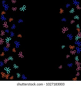 Festive Background with Colorful Bows. Delicate Pattern for Postcard, Print, Banner or Poster. Little Pretty Bows For Party Decoration, Wedding, Birthday or Anniversary Invitation. Vector
