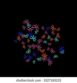 Festive Background with Colorful Bows. Delicate Pattern for Postcard, Print, Banner or Poster. Little Pretty Bows For Party Decoration, Wedding, Birthday or Anniversary Invitation. Vector
