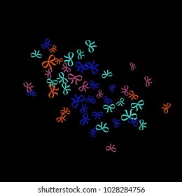 Festive Background with Colorful Bows. Delicate Pattern for Postcard, Print, Banner or Poster. Little Pretty Bows For Party Decoration, Wedding, Birthday or Anniversary Invitation. Vector
