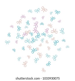 Festive Background with Colorful Bows. Delicate Pattern for Postcard, Print, Banner or Poster. Little Pretty Bows For Party Decoration, Wedding, Birthday or Anniversary Invitation. Vector
