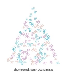 Festive Background with Colorful Bows. Delicate Pattern for Postcard, Print, Banner or Poster. Little Pretty Bows For Party Decoration, Wedding, Birthday or Anniversary Invitation. Vector
