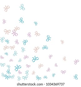 Festive Background with Colorful Bows. Delicate Pattern for Postcard, Print, Banner or Poster. Little Pretty Bows For Party Decoration, Wedding, Birthday or Anniversary Invitation. Vector
