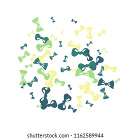 Festive Background with Colorful Bows. Delicate Pattern for Postcard, Print, Banner or Poster. Little Pretty Bows For Party Decoration, Wedding, Birthday or Anniversary Invitation. Vector
