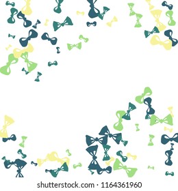 Festive Background with Colorful Bows. Delicate Pattern for Postcard, Print, Banner or Poster. Little Pretty Bows For Party Decoration, Wedding, Birthday or Anniversary Invitation. Vector
