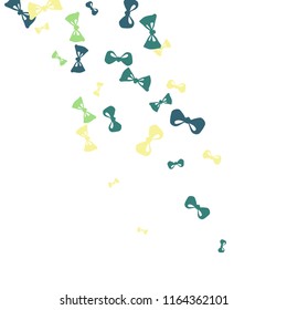 Festive Background with Colorful Bows. Delicate Pattern for Postcard, Print, Banner or Poster. Little Pretty Bows For Party Decoration, Wedding, Birthday or Anniversary Invitation. Vector
