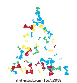 Festive Background with Colorful Bows. Delicate Pattern for Postcard, Print, Banner or Poster. Little Pretty Bows For Party Decoration, Wedding, Birthday or Anniversary Invitation. Vector
