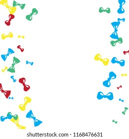Festive Background with Colorful Bows. Delicate Pattern for Postcard, Print, Banner or Poster. Little Pretty Bows For Party Decoration, Wedding, Birthday or Anniversary Invitation. Vector
