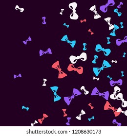 Festive Background with Colorful Bows. Delicate Pattern for Postcard, Print, Banner or Poster. Little Pretty Bows For Party Decoration, Wedding, Birthday or Anniversary Invitation. Vector