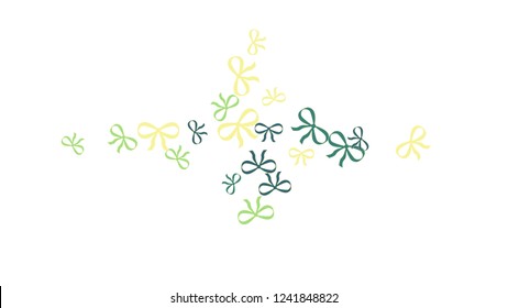 Festive Background with Colorful Bows. Delicate Pattern for Postcard, Print, Banner or Poster. Little Pretty Bows For Party Decoration, Wedding, Birthday or Anniversary Invitation. Vector
