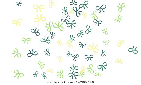 Festive Background with Colorful Bows. Delicate Pattern for Postcard, Print, Banner or Poster. Little Pretty Bows For Party Decoration, Wedding, Birthday or Anniversary Invitation. Vector
