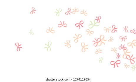 Festive Background with Colorful Bows. Delicate Pattern for Postcard, Print, Banner or Poster. Little Pretty Bows For Party Decoration, Wedding, Birthday or Anniversary Invitation. Vector
