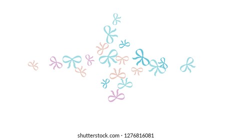 Festive Background with Colorful Bows. Delicate Pattern for Postcard, Print, Banner or Poster. Little Pretty Bows For Party Decoration, Wedding, Birthday or Anniversary Invitation. Vector
