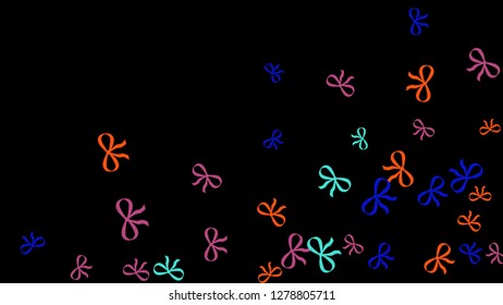 Festive Background with Colorful Bows. Delicate Pattern for Postcard, Print, Banner or Poster. Little Pretty Bows For Party Decoration, Wedding, Birthday or Anniversary Invitation. Vector
