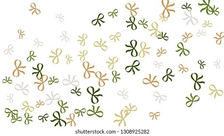 Festive Background with Colorful Bows. Delicate Pattern for Postcard, Print, Banner or Poster. Little Pretty Bows For Party Decoration, Wedding, Birthday or Anniversary Invitation. Vector
