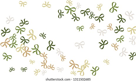 Festive Background with Colorful Bows. Delicate Pattern for Postcard, Print, Banner or Poster. Little Pretty Bows For Party Decoration, Wedding, Birthday or Anniversary Invitation. Vector
