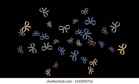 Festive Background with Colorful Bows. Delicate Pattern for Postcard, Print, Banner or Poster. Little Pretty Bows For Party Decoration, Wedding, Birthday or Anniversary Invitation. Vector

