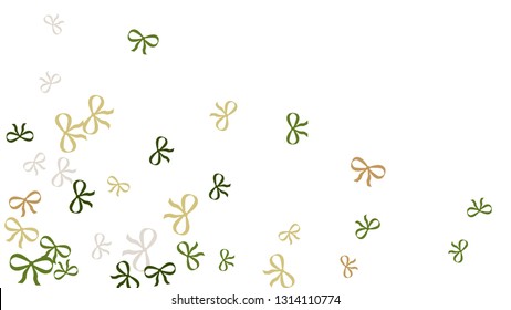Festive Background with Colorful Bows. Delicate Pattern for Postcard, Print, Banner or Poster. Little Pretty Bows For Party Decoration, Wedding, Birthday or Anniversary Invitation. Vector

