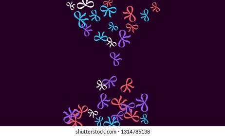 Festive Background with Colorful Bows. Delicate Pattern for Postcard, Print, Banner or Poster. Little Pretty Bows For Party Decoration, Wedding, Birthday or Anniversary Invitation. Vector
