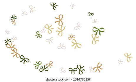 Festive Background with Colorful Bows. Delicate Pattern for Postcard, Print, Banner or Poster. Little Pretty Bows For Party Decoration, Wedding, Birthday or Anniversary Invitation. Vector
