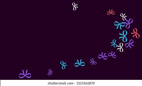 Festive Background with Colorful Bows. Delicate Pattern for Postcard, Print, Banner or Poster. Little Pretty Bows For Party Decoration, Wedding, Birthday or Anniversary Invitation. Vector

