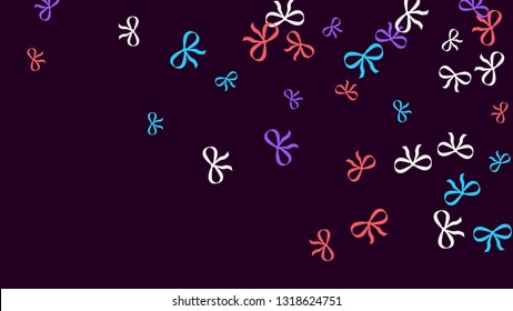 Festive Background with Colorful Bows. Delicate Pattern for Postcard, Print, Banner or Poster. Little Pretty Bows For Party Decoration, Wedding, Birthday or Anniversary Invitation. Vector
