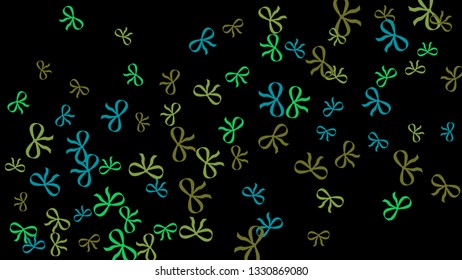 Festive Background with Colorful Bows. Delicate Pattern for Postcard, Print, Banner or Poster. Little Pretty Bows For Party Decoration, Wedding, Birthday or Anniversary Invitation. Vector
