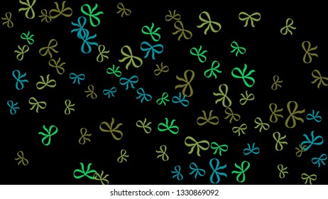 Festive Background with Colorful Bows. Delicate Pattern for Postcard, Print, Banner or Poster. Little Pretty Bows For Party Decoration, Wedding, Birthday or Anniversary Invitation. Vector
