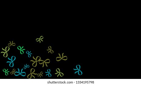 Festive Background with Colorful Bows. Delicate Pattern for Postcard, Print, Banner or Poster. Little Pretty Bows For Party Decoration, Wedding, Birthday or Anniversary Invitation. Vector
