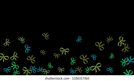 Festive Background with Colorful Bows. Delicate Pattern for Postcard, Print, Banner or Poster. Little Pretty Bows For Party Decoration, Wedding, Birthday or Anniversary Invitation. Vector
