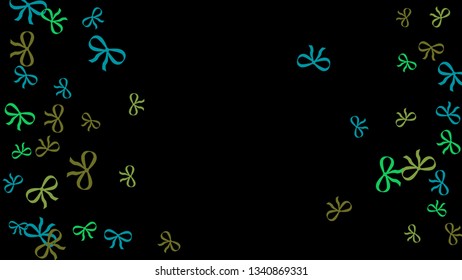 Festive Background with Colorful Bows. Delicate Pattern for Postcard, Print, Banner or Poster. Little Pretty Bows For Party Decoration, Wedding, Birthday or Anniversary Invitation. Vector
