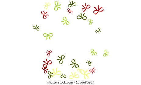 Festive Background with Colorful Bows. Delicate Pattern for Postcard, Print, Banner or Poster. Little Pretty Bows For Party Decoration, Wedding, Birthday or Anniversary Invitation. Vector
