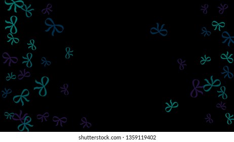 Festive Background with Colorful Bows. Delicate Pattern for Postcard, Print, Banner or Poster. Little Pretty Bows For Party Decoration, Wedding, Birthday or Anniversary Invitation. Vector
