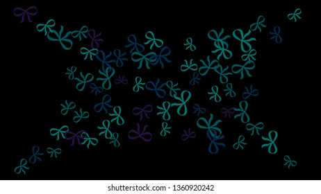 Festive Background with Colorful Bows. Delicate Pattern for Postcard, Print, Banner or Poster. Little Pretty Bows For Party Decoration, Wedding, Birthday or Anniversary Invitation. Vector
