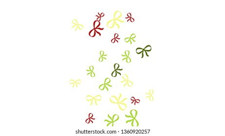 Festive Background with Colorful Bows. Delicate Pattern for Postcard, Print, Banner or Poster. Little Pretty Bows For Party Decoration, Wedding, Birthday or Anniversary Invitation. Vector
