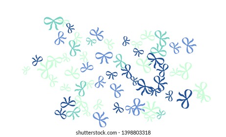 Festive Background with Colorful Bows. Delicate Pattern for Postcard, Print, Banner or Poster. Little Pretty Bows For Party Decoration, Wedding, Birthday or Anniversary Invitation. Vector
