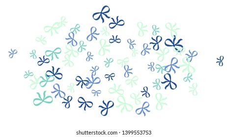 Festive Background with Colorful Bows. Delicate Pattern for Postcard, Print, Banner or Poster. Little Pretty Bows For Party Decoration, Wedding, Birthday or Anniversary Invitation. Vector
