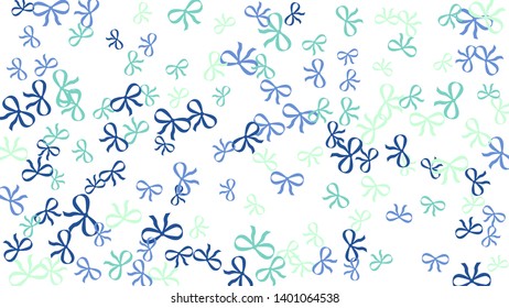 Festive Background with Colorful Bows. Delicate Pattern for Postcard, Print, Banner or Poster. Little Pretty Bows For Party Decoration, Wedding, Birthday or Anniversary Invitation. Vector
