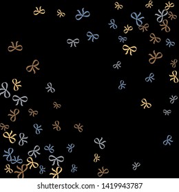 Festive Background with Colorful Bows. Delicate Pattern for Postcard, Print, Banner or Poster. Little Pretty Bows For Party Decoration, Wedding, Birthday or Anniversary Invitation. Vector
