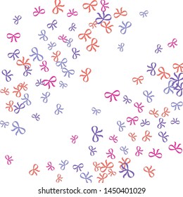 Festive Background with Colorful Bows. Delicate Pattern for Postcard, Print, Banner or Poster. Little Pretty Bows For Party Decoration, Wedding, Birthday or Anniversary Invitation. Vector
