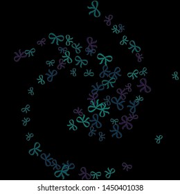 Festive Background with Colorful Bows. Delicate Pattern for Postcard, Print, Banner or Poster. Little Pretty Bows For Party Decoration, Wedding, Birthday or Anniversary Invitation. Vector
